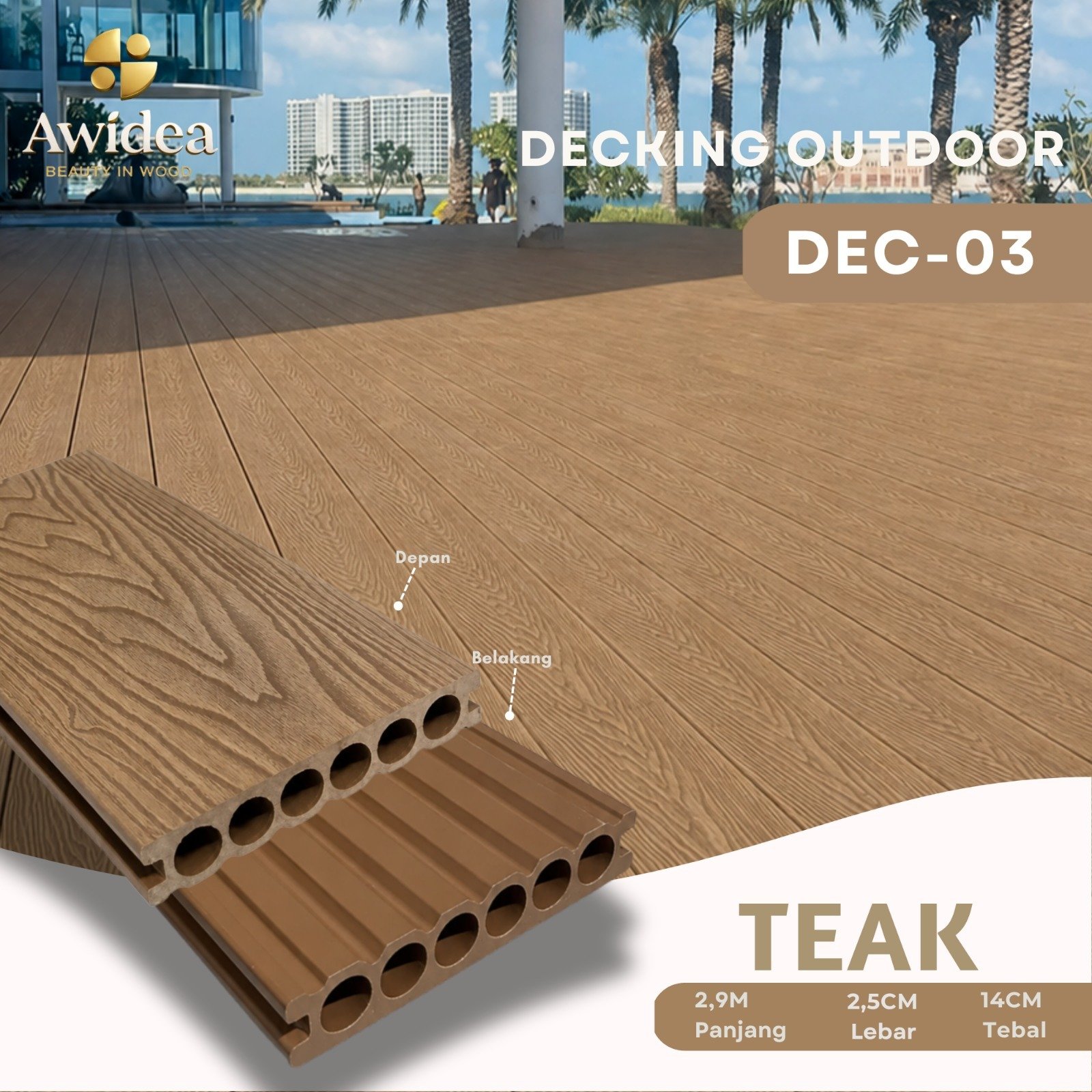 Decking Outdoor AWIDEA DEC-03 Teak