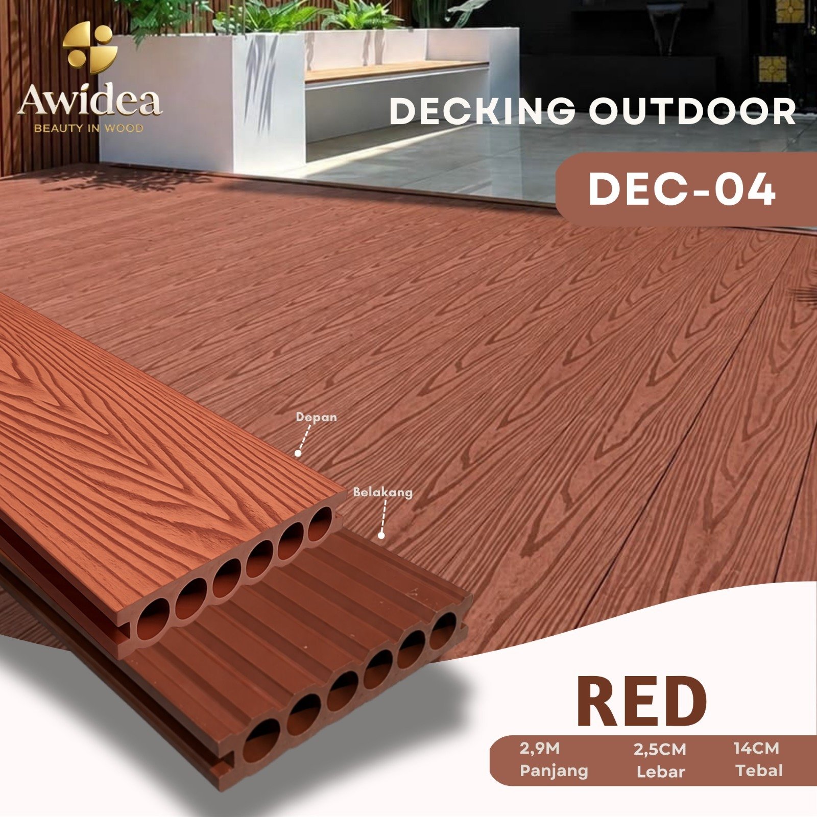 Decking Outdoor AWIDEA DEC-04 Red